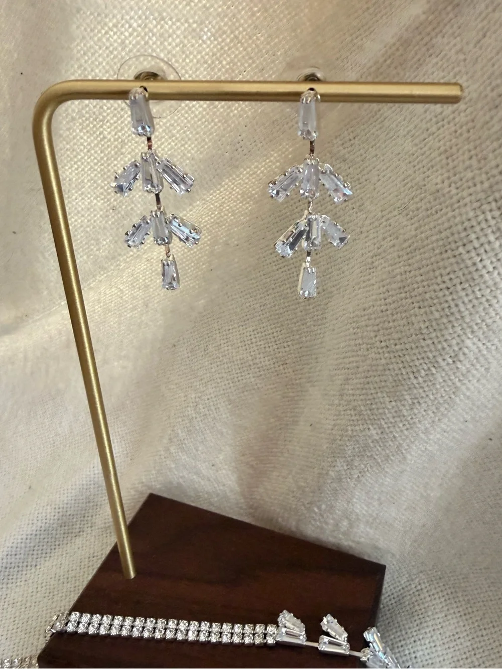 Crystal Drop Earrings and Necklace Set CZ - Prom Jewelry - Picture 6 of 7